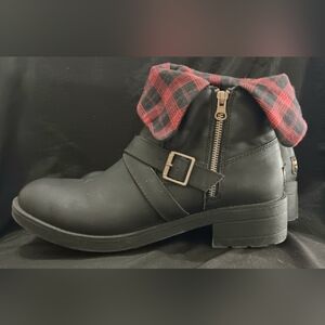 Rocket Dog Gray Moto Ankle Boots 11 Fold Over Silver Zipper Buckle